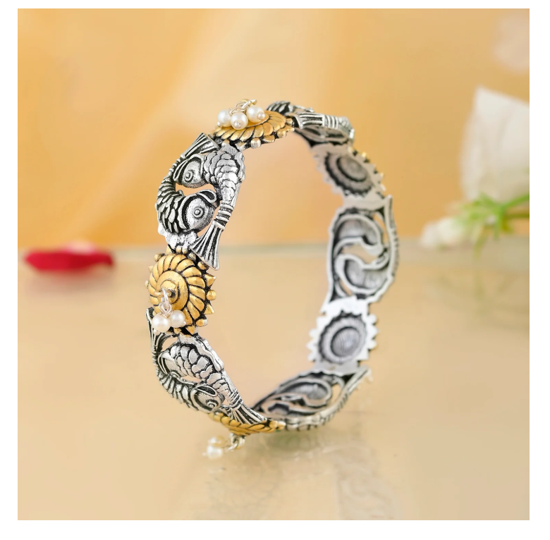 Qasbah Machli Jal Ki Rani Oxidised Two Tone Bangle